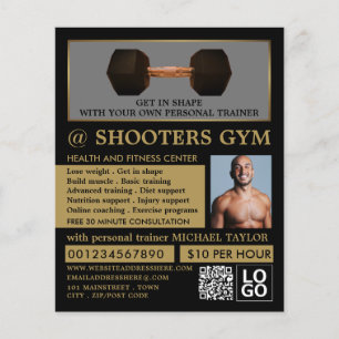 Dumbbell Weight, Personal Trainer, Gym Advertising Flygblad