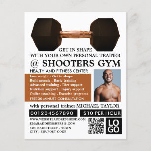 Dumbbell Weight, Personal Trainer, Gym Advertising Flygblad