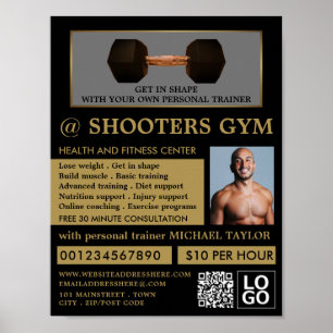 Dumbbell Weight, Personal Trainer, Gym Advertising Poster