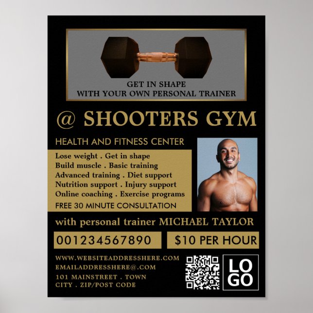 Dumbbell Weight, Personal Trainer, Gym Advertising Poster (Framsidan)