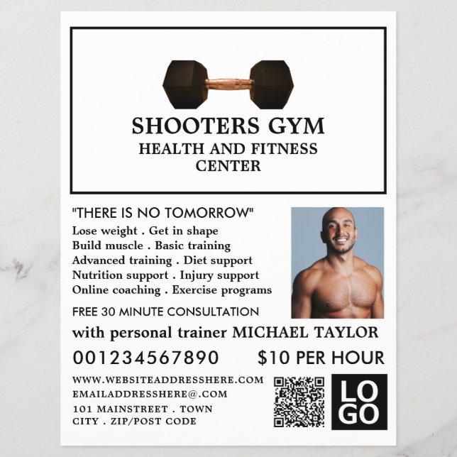 Dumbbell Weight, Personal Trainer, Gym Advertising Reklamblad (Framsidan)