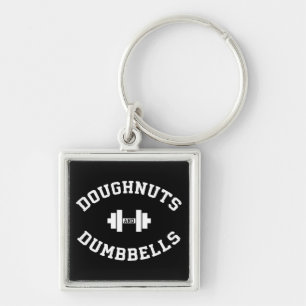 Dumbbells and Doughnut - Funny Gym Workout Fyrkantig Silverfärgad Nyckelring