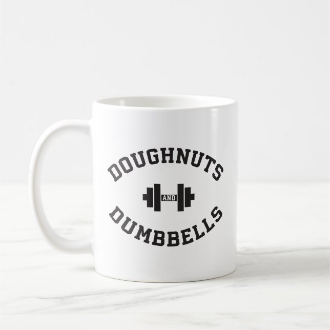 Dumbbells and Doughnut - Funny Gym Workout Kaffemugg (Vänster)