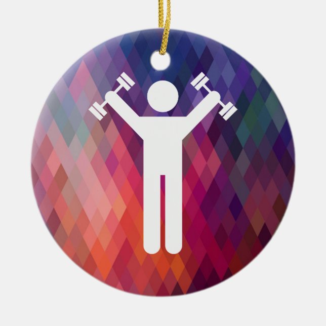 Dumbell övar undertecknar julgransprydnad keramik (Framsidan)