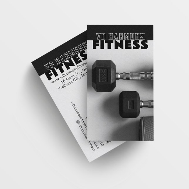 Dumbells Fitness Black White Affärskort Visitkort (Skapare uppladdad)