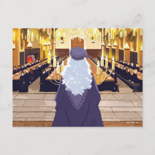 Dumbledore talar i Hogwarts stora sal Vykort