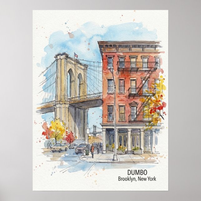 DUMBO Brooklyn New York — Ikonisk bro Poster (Framsidan)