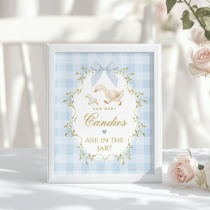 Dumma Anka Hur många godisar Blå Gingham Poster