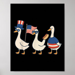 Dumma gås amerikansk flagga rolig meme 4 juli P Poster