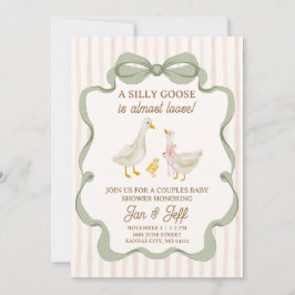 Dumma gås baby shower inbjudan rosa rand