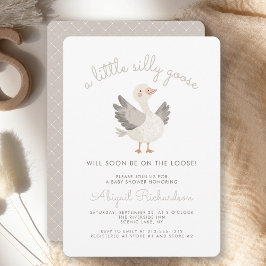 Dumma gås beige neutral baby shower inbjudningar