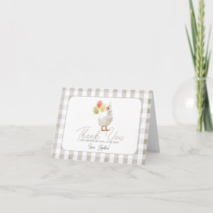 Dumma gås beige rutiga baby shower tack kort