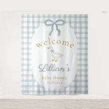 Dumma gås Blå Baby Shower Välkomst Bakgrund