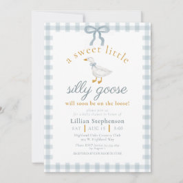 Dumma gås blå bandanka Gingham Baby Shower Inbjudningar