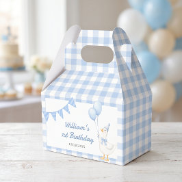 Dumma gås blå gingham pojkfödelsedagspresentlåda presentaskar