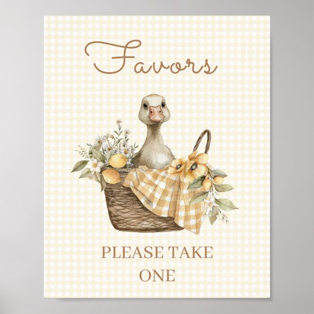 Dumma gås citron baby shower presenter tecken poster (Framsidan)