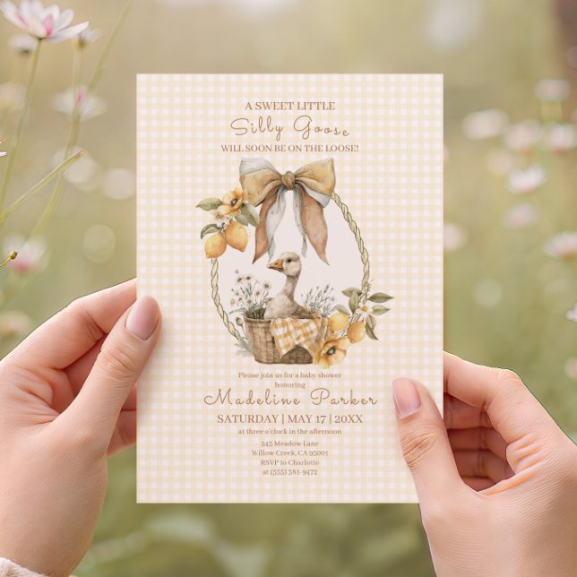 Dumma Gås Citron Vattenfärg Baby Shower Inbjudningar (Skapare uppladdad)