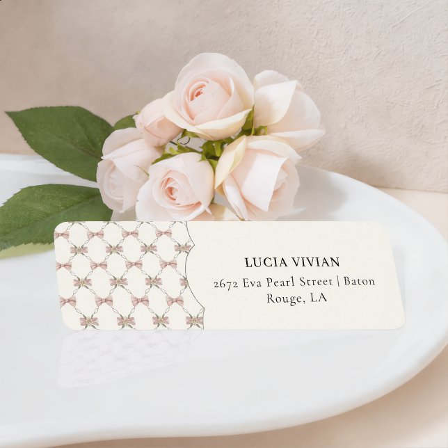 Dumma Gås Elegant Babyshower med Båge Tema Returadress Etikett (Skapare uppladdad)