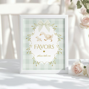 Dumma gås-favoriter Sage-rutig babyfest Poster