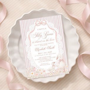 Dumma Gås Flower Girl Baby Shower Inbjudningar