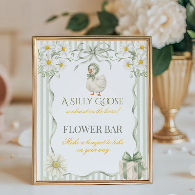 Dumma Gås  Grön Neutral Bebis Shower Blomster Bar Poster (Skapare uppladdad)
