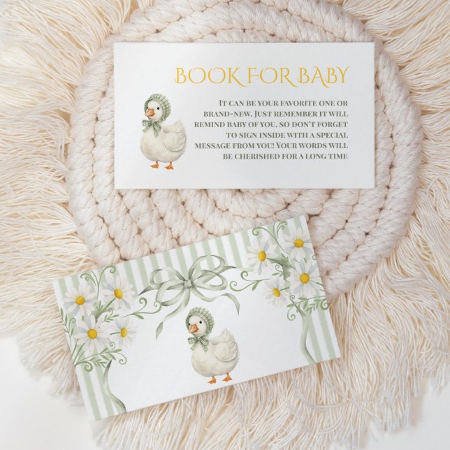 Dumma Gås Grön Neutral Bok För Baby Shower Tilläggskort (Skapare uppladdad)