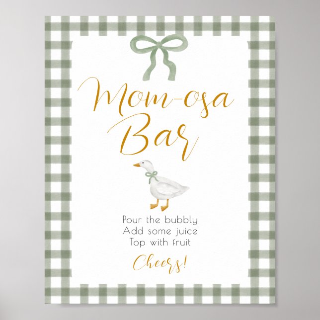 Dumma Gås Grön Rutig Mimosa Dryckestation Poster (Framsidan)