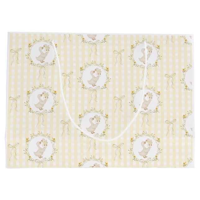 Dumma gås gul gingham vildblomma Baby Shower (Baksidan)