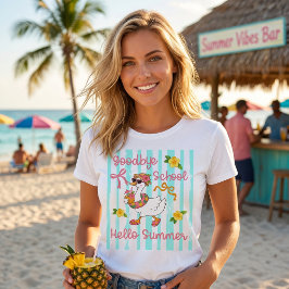 Dumma gås Hej sommarfest ränder T-shirt