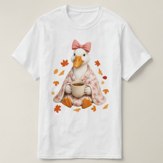 Dumma Gås  Höst Kaffe Körsbärsblom Täcke  T Shirt (Design framsida)