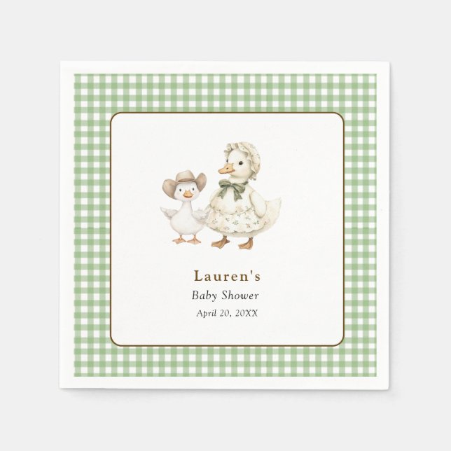 Dumma gås Könsneutrala Baby Shower  Pappersservett (Framsidan)