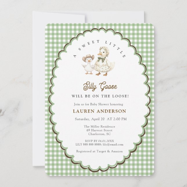 Dumma gås Könsneutrala Bebis-badkar Inbjudningar (Framsida)