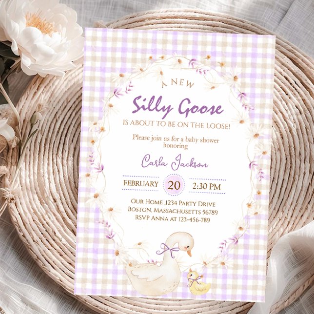 Dumma Gås Randig Ankflicka Baby Shower Inbjudningar (Skapare uppladdad)