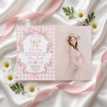 Dumma gås rosa båge flicka baby shower inbjudan