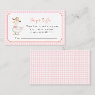 Dumma gås rosa gingham baby shower blöja lotteri  tilläggskort