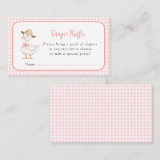 Dumma gås rosa gingham baby shower blöja lotteri tilläggskort