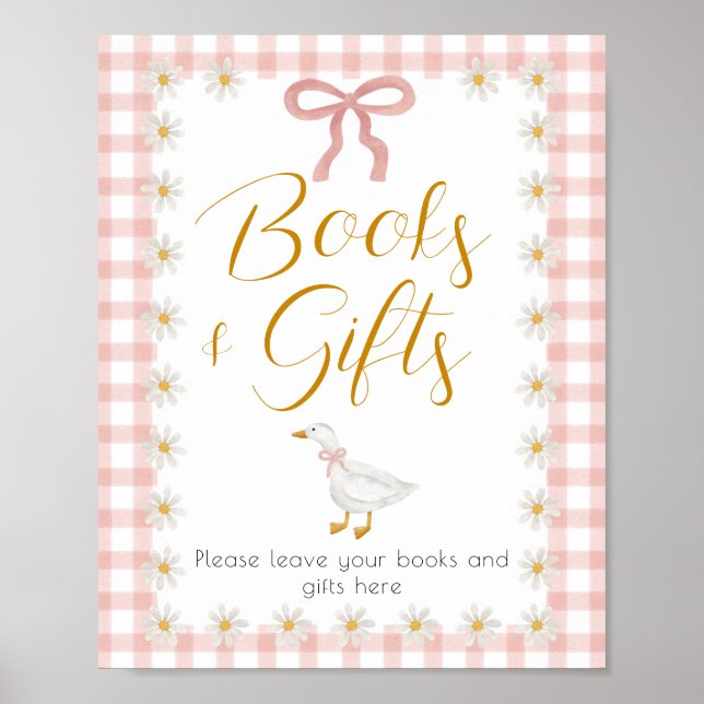 Dumma gås rosa gingham-barnkalaspresent bord poster (Framsidan)