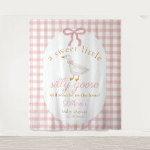 Dumma gås rosa gingham flicka baby shower bakgrund