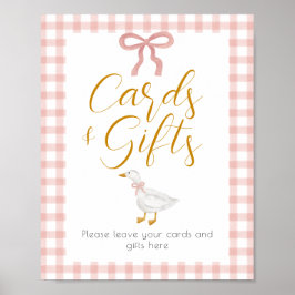 Dumma Gås Rosa Randig Baby Shower Presentbord Poster