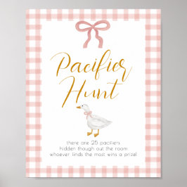 Dumma Gås Rosa Randig Baby Shower Sugsaktsjakt Poster