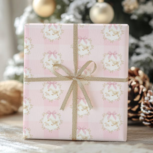 Dumma gås rosa rosett Whimsical Preppy Gingham Presentpapper