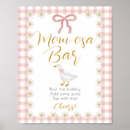 Dumma Gås Rosa Rutig Baby Shower Mimosa Bar Poster