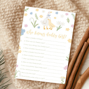 Dumma gås-rutig baby shower vem vet spel