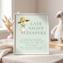 Dumma Gås Sage Nattblöjor Baby Shower Skylt