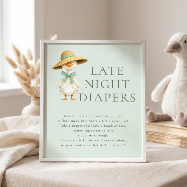 Dumma Gås Sage Nattblöjor Baby Shower Skylt (Skapare uppladdad)