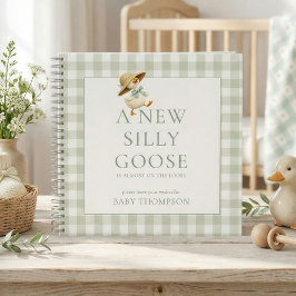 Dumma gås-sage-rutig besöksbok för baby shower