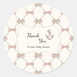 Dumma Gås Snygg Båge Baby Shower Runt Klistermärke