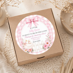 Dumma Gås Tack Cottagecore Baby Shower Runt Klistermärke
