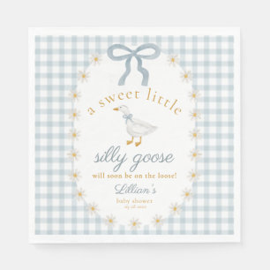 Dumma Gåsen Daisy Blåa Rosett Randig Babyfest Pappersservett