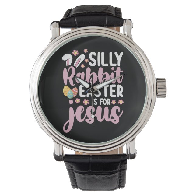 Dumma Kanin Påsk Är För Jesus Kristna Armbandsur (Framsida)